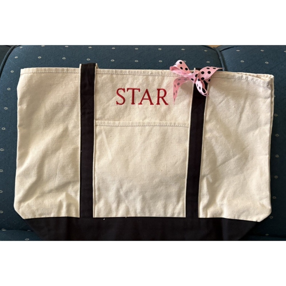 Large and Rugged Tote Bag with "Star" and Ribbon 22x15 Flat